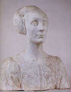 Matteo Civitali- Busto di gentildonna- 1465 circa- marmo con tracce di doratura- cm 54 x 49, Pisa- palazzo dell�Opera della Primaziale