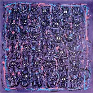 Pablo Echaurren - Human frights, 2003, acrilico su tela, 160 x 160