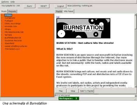 Una schermata di Burnstation