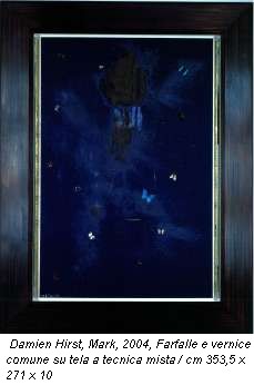 Damien Hirst, Mark, 2004, Farfalle e vernice comune su tela a tecnica mista / cm 353,5 x 271 x 10