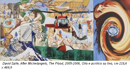 David Salle, After Michelangelo, The Flood, 2005-2006, Olio e acrilico su lino, cm 228,6 x 469,9