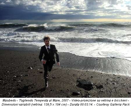 Masbedo - Togliendo Tempesta al Mare, 2007 - Video-proiezione su vetrina e bicchieri - Dimensioni variabili (vetrina: 139,5 x 184 cm) - Durata 00:03:14. - Courtesy Galleria Pack