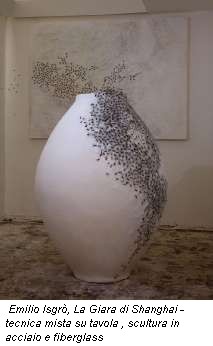 Emilio Isgrò, La Giara di Shanghai - tecnica mista su tavola , scultura in acciaio e fiberglass