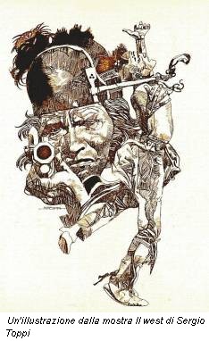 Un'illustrazione dalla mostra Il west di Sergio Toppi