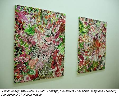 Suhasini Kejriwal - Untitled - 2008 - collage, olio su tela - cm 121x126 ognuno - courtesy Annarumma404, Napoli-Milano