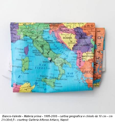Bianco-Valente - Materia prima - 1995-2008 - cartina geografica e chiodo da 10 cm - cm 21x30x6,5 - courtesy Galleria Alfonso Artiaco, Napoli