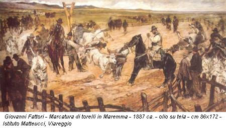 Giovanni Fattori - Marcatura di torelli in Maremma - 1887 ca. - olio su tela - cm 86x172 - Istituto Matteucci, Viareggio