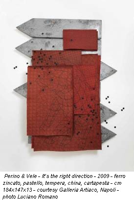 Perino & Vele - It’s the right direction - 2009 - ferro zincato, pastello, tempera, china, cartapesta - cm 184x147x13 - courtesy Galleria Artiaco, Napoli - photo Luciano Romano