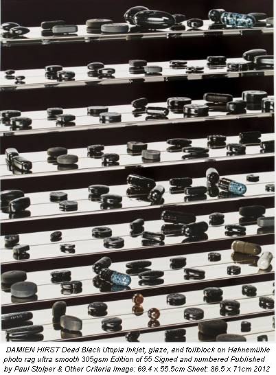 DAMIEN HIRST Dead Black Utopia Inkjet, glaze, and foilblock on Hahnem�hle photo rag ultra smooth 305gsm Edition of 55 Signed and numbered Published by Paul Stolper & Other Criteria Image: 69.4 x 55.5cm Sheet: 86.5 x 71cm 2012