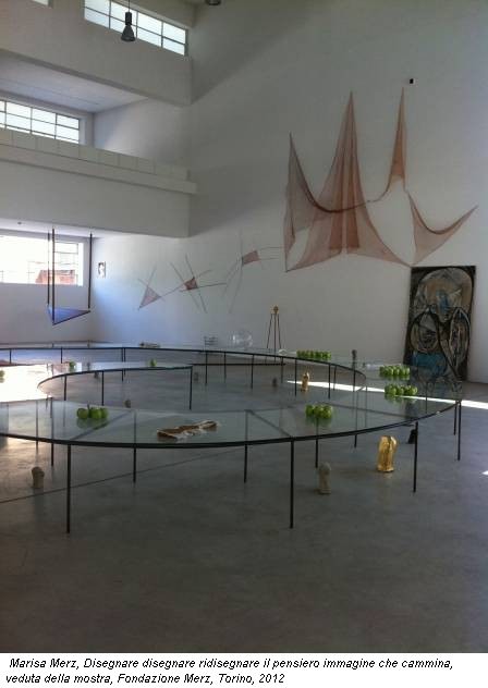 Marisa Merz, Disegnare disegnare ridisegnare il pensiero immagine che cammina, veduta della mostra, Fondazione Merz, Torino, 2012