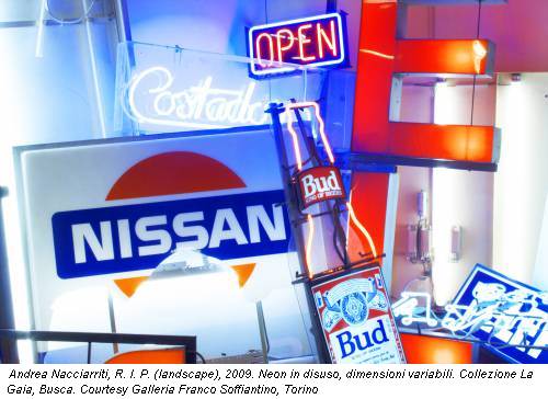 Andrea Nacciarriti, R. I. P. (landscape), 2009. Neon in disuso, dimensioni variabili. Collezione La Gaia, Busca. Courtesy Galleria Franco Soffiantino, Torino
