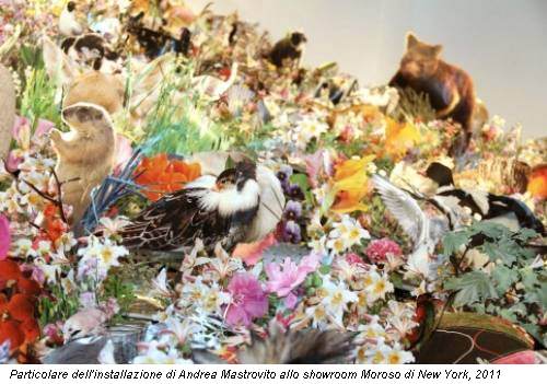 Particolare dell'installazione di Andrea Mastrovito allo showroom Moroso di New York, 2011