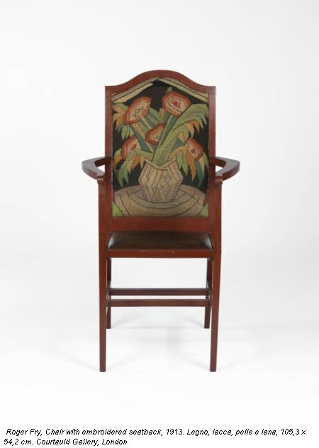 Roger Fry, Chair with embroidered seatback, 1913. Legno, lacca, pelle e lana, 105,3 x 54,2 cm. Courtauld Gallery, London