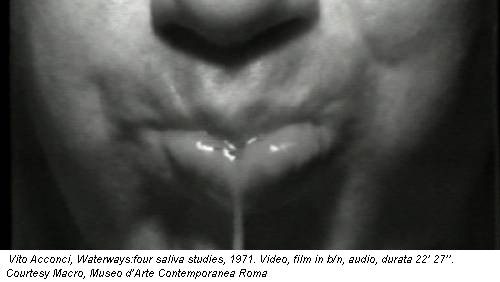 Vito Acconci, Waterways:four saliva studies, 1971. Video, film in b/n, audio, durata 22’ 27’’. Courtesy Macro, Museo d’Arte Contemporanea Roma
