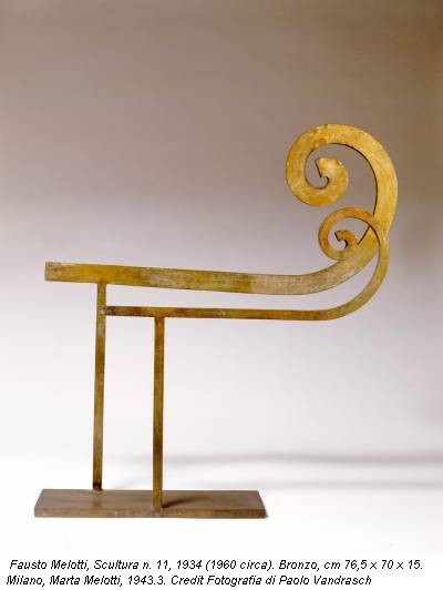 Fausto Melotti, Scultura n. 11, 1934 (1960 circa). Bronzo, cm 76,5 x 70 x 15. Milano, Marta Melotti, 1943.3. Credit Fotografia di Paolo Vandrasch