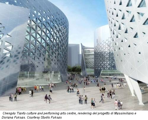 Chengdu Tianfu culture and performing arts centre, rendering del progetto di Massimiliano e Doriana Fuksas. Courtesy Studio Fuksas