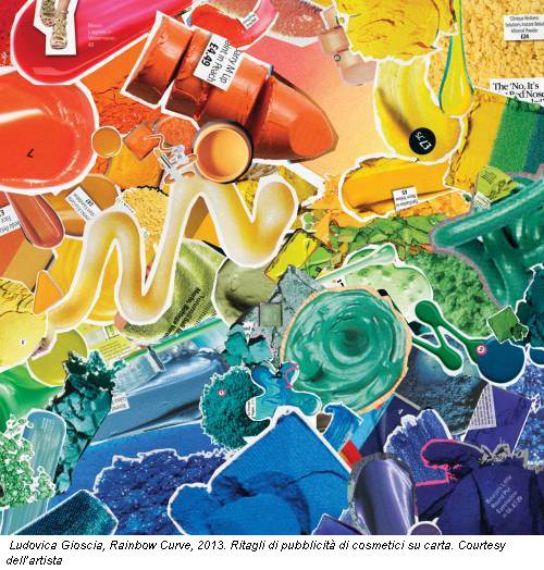 Ludovica Gioscia, Rainbow Curve, 2013. Ritagli di pubblicità di cosmetici su carta. Courtesy dell’artista