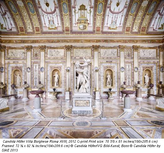 Candida Höfer Villa Borghese Roma XVIII, 2012 C-print Print size: 70 7/8 x 81 inches(180x205.6 cm) Framed: 72 ½ x 82 ½ inches(184x209.6 cm) © Candida Höfer/VG Bild-Kunst, Bonn © Candida Höfer by SIAE 2013