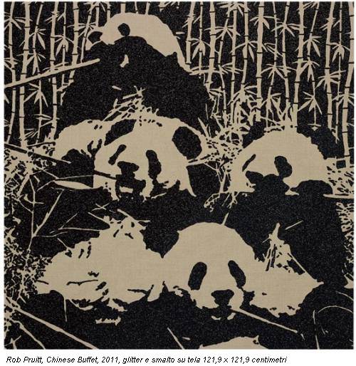 Rob Pruitt, Chinese Buffet, 2011, glitter e smalto su tela 121,9 x 121,9 centimetri