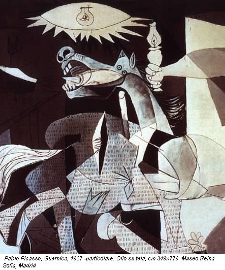 Pablo Picasso, Guernica, 1937 -particolare. Olio su tela, cm 349x776. Museo Reina Sofia, Madrid