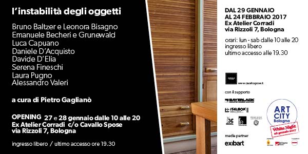 Per Art City White Night di Arte Fiera 2017, l’ex-Atelier Corradi a Bologna ospita L’instabilità degli oggetti, una mostra a cura di Pietro Gaglianò.