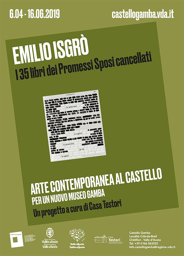 Emilio Isgrò: i 35 libri dei Promessi Sposi “cancellati”  | Castello Gamba – Chatillon | Valle d’Aosta