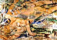 Fausto Pirandello "Nuotatore" 1951 ca., olio su cartone cm 70 x 102 