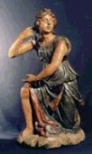 Coppia di angeli portacandelabro in legno policromo Toscana, fine del XVI secolo altezza cm.68