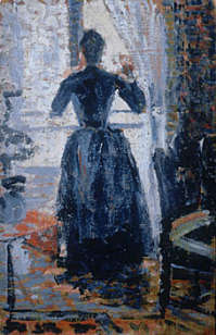 Paul Signac Première pensée pour Un Dimanche; petite étude de la femme 1888-1889 Huile sur bois H. 0,24 ; L. 0,16 m Collection particulière (c) R.M.N. / SESAM-ADAGP