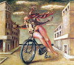 Alberto Savinio Passeggiatrice in riva al mare 1947 Tempera su tela cm 30 x 20 