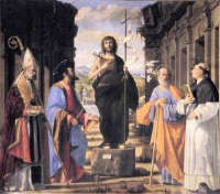 Andrea Previati San Giovanni Battista e Santi 1515 olio su tela cm 265x 290 Bergamo chiesa di Santo Spirito