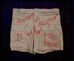 Lawrence Ferlinghetti, Abandon all Despoir, acrilico su kaki shorts, 2000