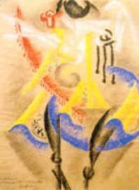 Gino Severini, Dancer, 1913, pastello, carboncino, gessetto e lustrini su carta, 40 X 29 cm, Lugano collezione privata 