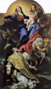 Gregorio de ferrari glorificazione della mad. con s. anna s. francesco e s. filippo neri (chiesa parr. s. michele di pagana-rapallo).