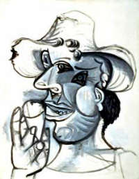 Pablo Picasso Homme au cornet de glase 1938 olio su tela 65 x 50 cm collezione privata