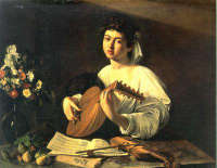 Caravaggio, suonatore di liuto 1596 - 97 olio su tela san pietroburgo Ermitage