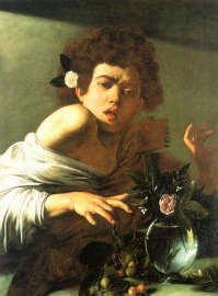 Caravaggio, ragazzo morso da un ramarro olio su tela, londra national gallery