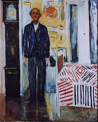 Autoritratto tra orologio e il letto 1940 Munch 