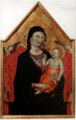 Jacopo del Casentino (Firenze, attivo dal 1315 circa al 1349) Madonna e Bambino tra gli angeli Tempera su tavola cm. 102x66 