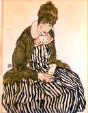 Schiele: Edith con abito a righe