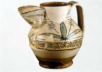 boccale alt. cm 17,5 diam. orlo cm 8 diam. base cm 9,5. orvieto sec XIII - XIV