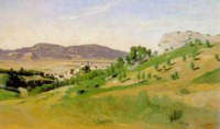 Jean Baptiste Camille Corot - Olevano il paese e le rocce