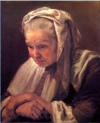 Gaetano Gandolfi: Ritratto di vecchia con rosario_1771_olio su tela_cm 57x47.5