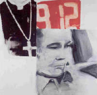 luigi presicce - experience, affresco su tessuto su tavola, 1999, 33 x 60