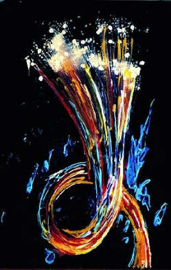 Fibre ottiche, 1997       smalto e acrilico su tela al PVC preparato al computer       cm. 200x150