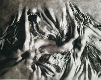 Somaini – Grande traccia Nascita di Venere I 1985 particolare, alpacca 