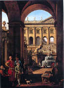 Bernardo Bellotto, capriccio architettonico con ritratto di Voivod Franciszek Sal