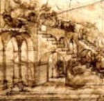 Leonardo, Adorazione dei Magi, part., Uffizi
