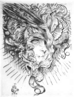 Raoul Dal Molin Ferenzona, "la goccia di veleno", acquaforte e punta di diamante, 1917.