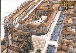 Livorno, "la Venezia Nuova", Ipotesi di ricostruzione Piazza del Luogo Pio